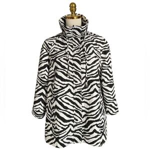 Monterey Bay Women’s Zebra Print 3/4 Sleeve Zip Up Puffer Jacket Size Large